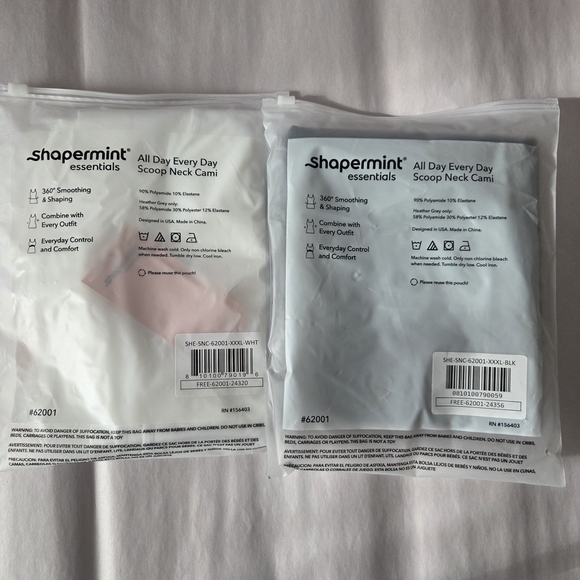 Shapermint Essentials Scoop Neck Cami Duo in White and Black Xxxl - Picture 2 of 2